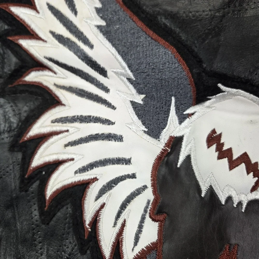 Ashburn Vest Mens 2XL Black Leather Eagle Patch Biker Patriotic USA Motorcycle